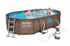 Bestway Power Steel Vista Oval Pool Set 488x305x107 Rattan 56946