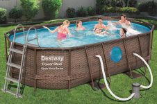 Bestway Power Steel Vista Oval Pool Set 427x250x100 Rattan 56714