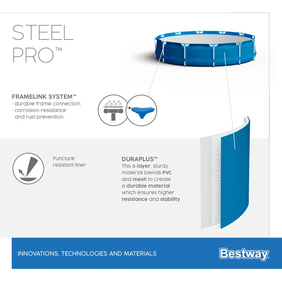 Bestway Steel Pro Frame Pool 396x84cm + Pumpe 5612E